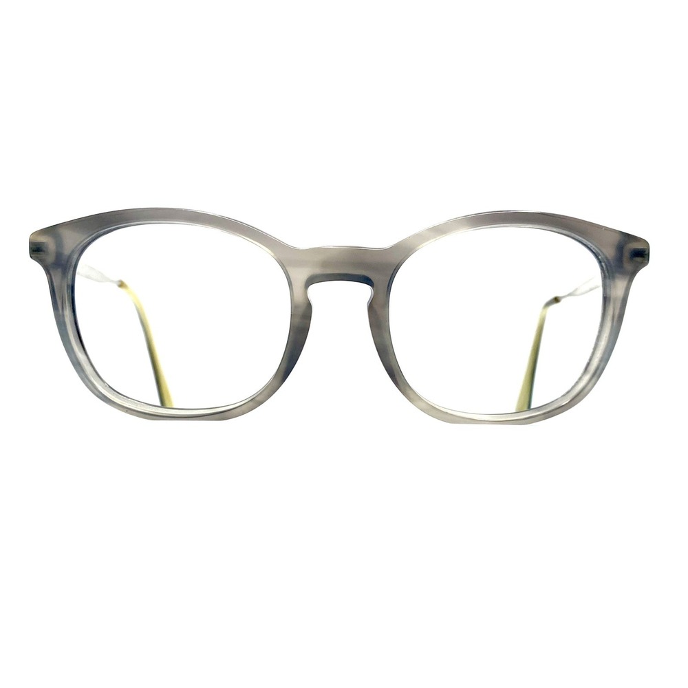 Prada Grey Clear Horn Oval Glasses Silver Temples Italy 48 14 130